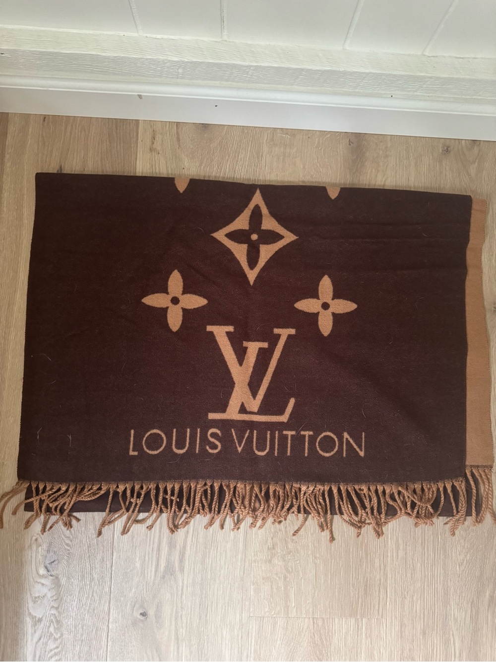Louis Vuitton Brown and Tan Monogram Scarf Wrap